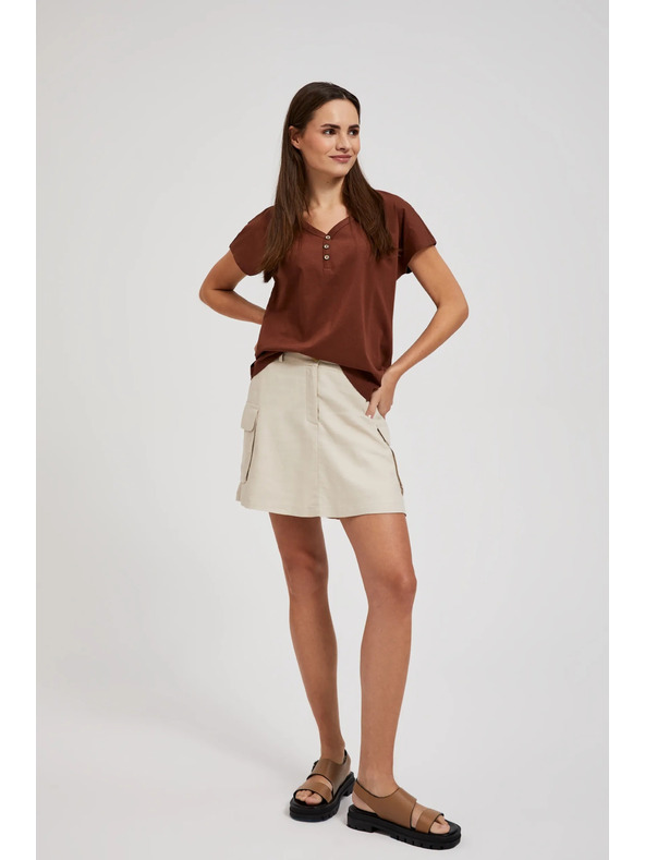 Moodo Brauner Top mit Knöpfen