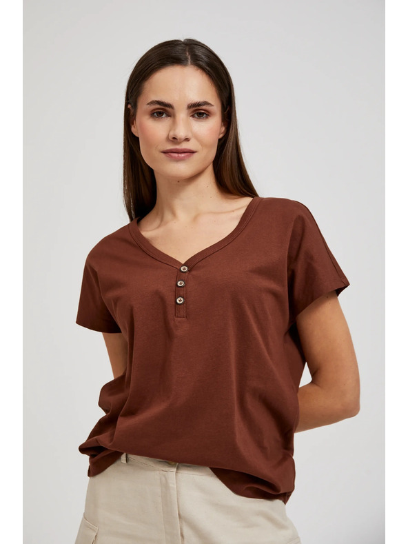 Moodo Brauner Top mit Knöpfen
