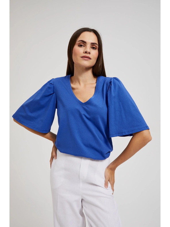 Moodo Blauer Top mit weiten Ärmeln
