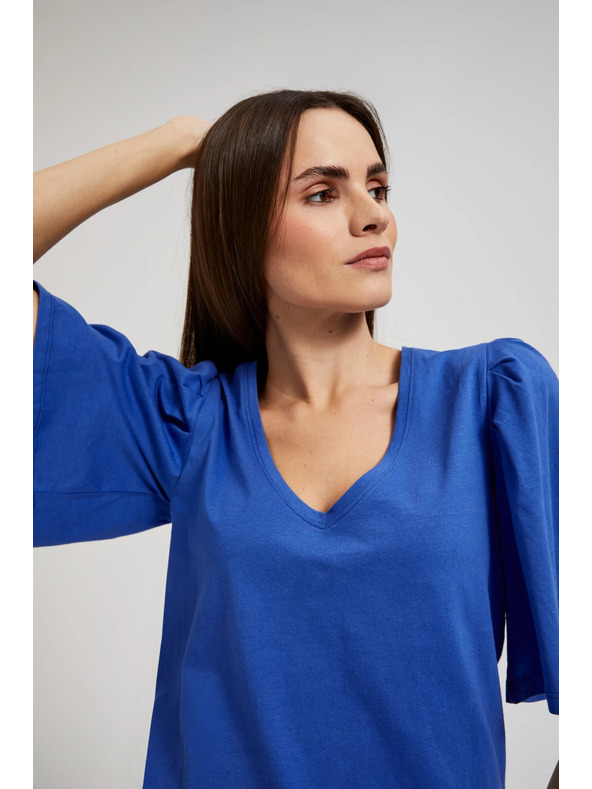 Moodo Blauer Top mit weiten Ärmeln