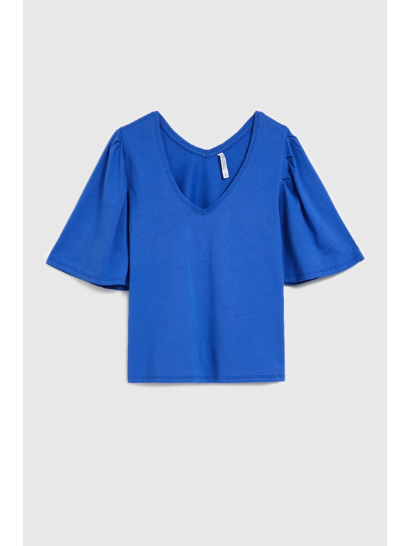 Moodo Blauer Top mit weiten Ärmeln