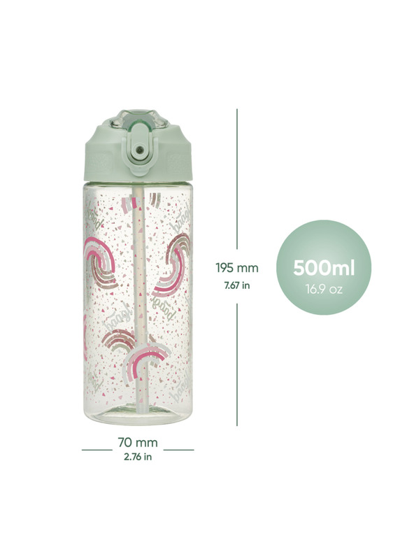 BAAGL  BAAGL Tritan-Trinkflasche mit Strohhalm Regenbogen 500 ml