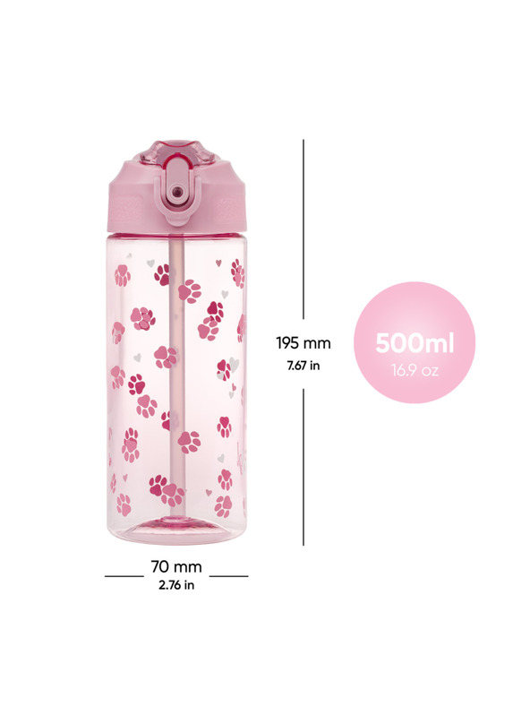 BAAGL  BAAGL Tritan-Trinkflasche mit Strohhalm Pfoten 500 ml