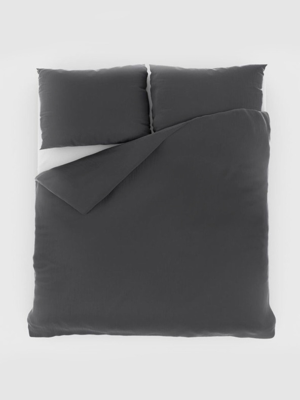 Kvalitex Französische Musselin-Bettwäsche 220x200, 70x90cm dunkelgrau Kvalitex