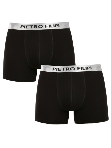 Pietro Filipi 2er Set - Herren Boxershorts Pietro Filipi schwarz Metallic Silber