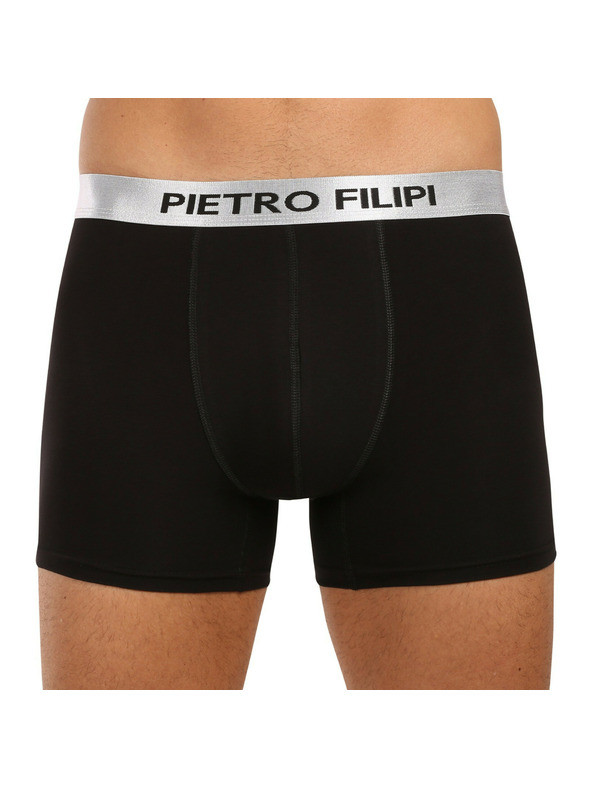 Pietro Filipi 2er Set - Herren Boxershorts Pietro Filipi schwarz Metallic Silber