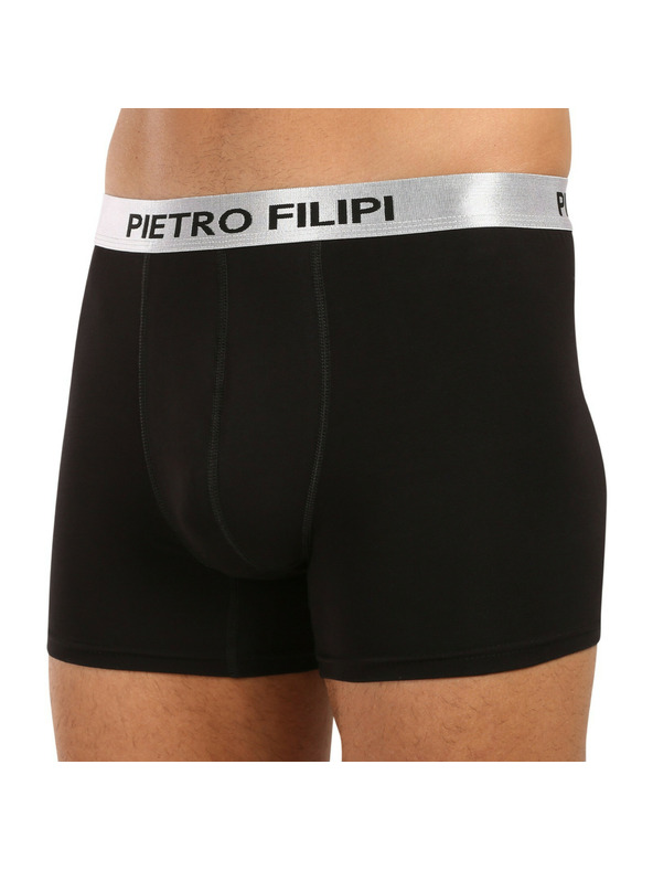 Pietro Filipi 2er Set - Herren Boxershorts Pietro Filipi schwarz Metallic Silber