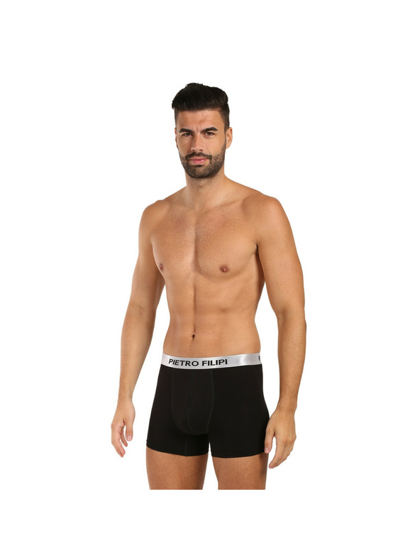 Pietro Filipi 2er Set - Herren Boxershorts Pietro Filipi schwarz Metallic Silber
