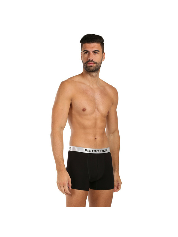 Pietro Filipi 2er Set - Herren Boxershorts Pietro Filipi schwarz Metallic Silber