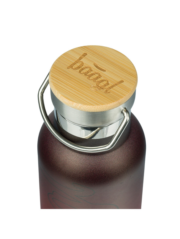 BAAGL  BAAGL Thermoflasche mit Bambusdeckel Gradient Rot-Schwarz, 500 ml