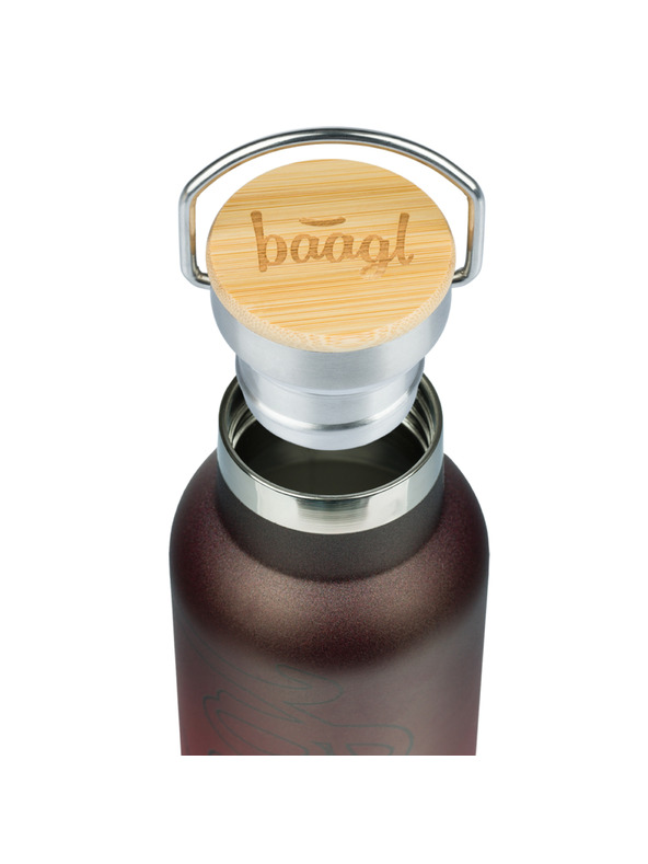 BAAGL  BAAGL Thermoflasche mit Bambusdeckel Gradient Rot-Schwarz, 500 ml
