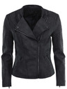 ONLY Schwarze kurvige Damenlederjacke mit Taschen ONLY Biker