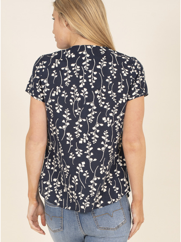 Brakeburn Dunkelblaue geblümte Leinenbluse Brakeburn