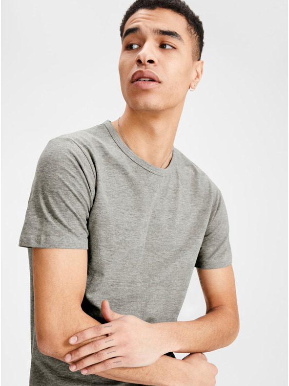 Jack & Jones Grau gestreiftes Basic-T-Shirt Jack & Jones Basic
