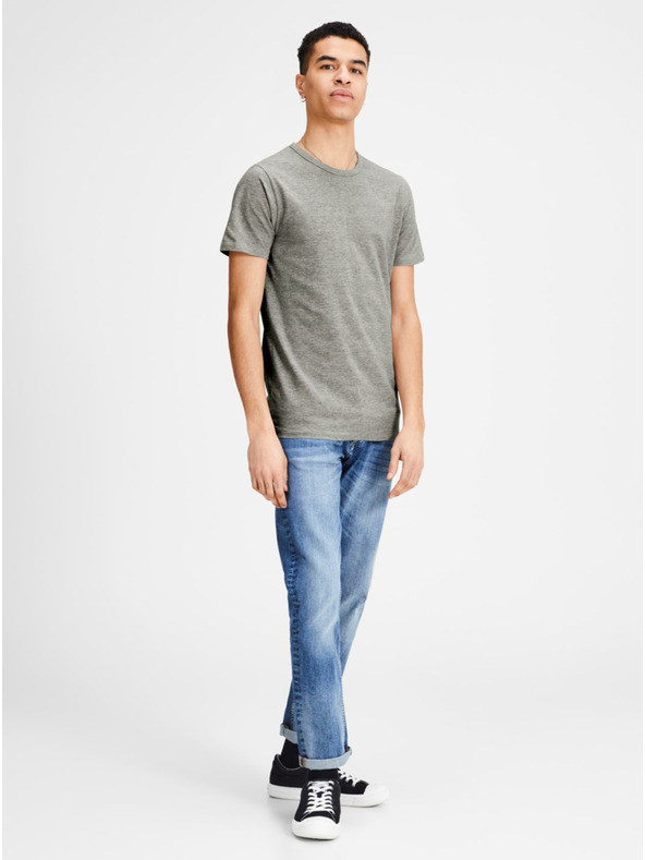 Jack & Jones Grau gestreiftes Basic-T-Shirt Jack & Jones Basic
