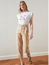 Trendyol Beige Damen-Cropped-Hose mit Taschen Trendyol