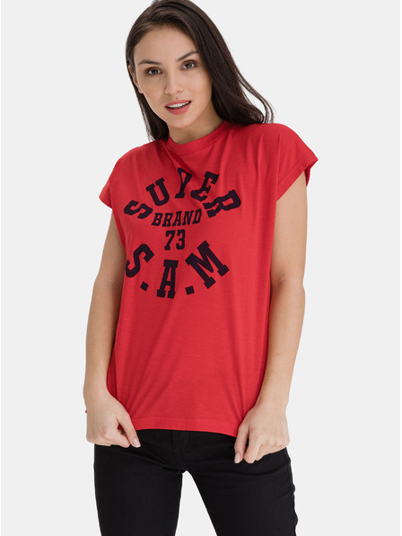 Sam 73 Rotes bedrucktes T-Shirt für Frauen SAM 73