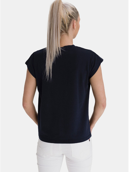 Sam 73 Dunkelblaues bedrucktes T-Shirt für Frauen SAM 73