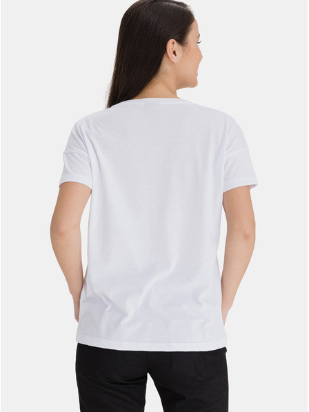 Sam 73 Weißes bedrucktes Damen-T-Shirt SAM 73