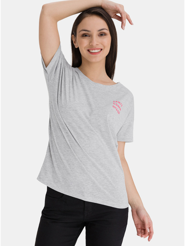 Sam 73 Graues Damen-T-Shirt mit SAM 73-Aufdruck