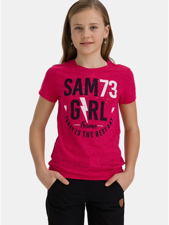 Sam 73 Rosa Mädchen T-Shirt mit Aufdruck SAM 73