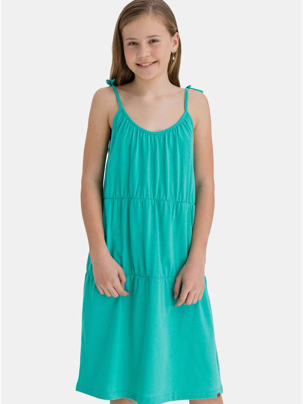 Sam 73 Türkisfarbenes trägerloses Kleid für Mädchen SAM 73