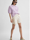 Selected Femme Cremefarbene Leinen-Shorts mit hohem Bund Selected Femme Cecilie
