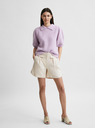 Selected Femme Cremefarbene Leinen-Shorts mit hohem Bund Selected Femme Cecilie