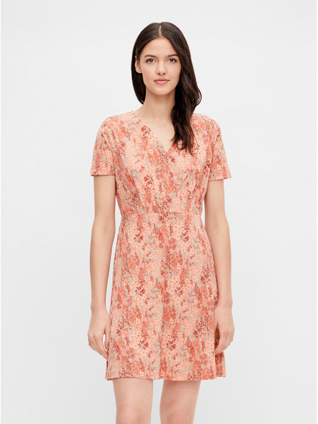 Pieces Orangefarbenes geblümtes Kleid Pieces Emanuelle