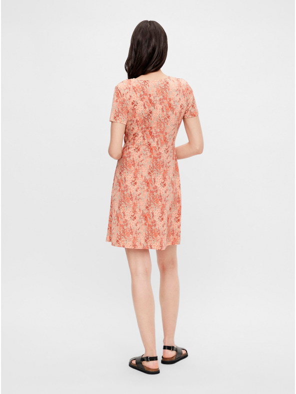 Pieces Orangefarbenes geblümtes Kleid Pieces Emanuelle