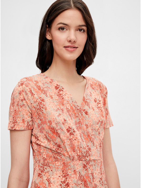 Pieces Orangefarbenes geblümtes Kleid Pieces Emanuelle