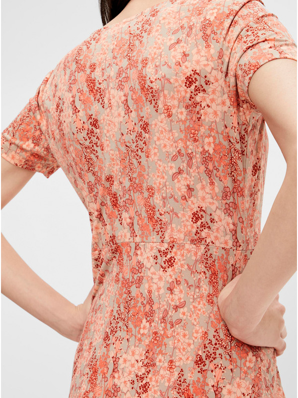 Pieces Orangefarbenes geblümtes Kleid Pieces Emanuelle