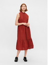 Pieces Braunes gemustertes Midikleid mit Stehkragen Pieces Lupin