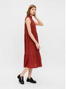 Pieces Braunes gemustertes Midikleid mit Stehkragen Pieces Lupin