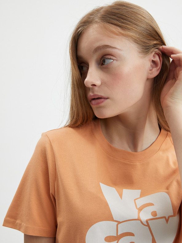 Pieces Orangefarbenes bedrucktes Hemd Pieces Tamaris