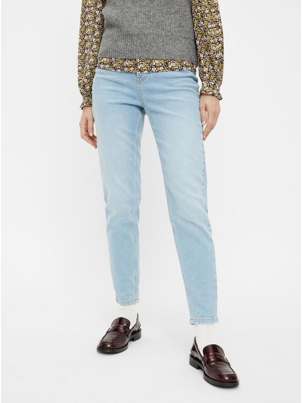 Pieces Hellblaue Mom-Jeans Pieces Leah