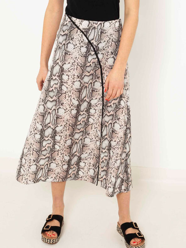 CAMAIEU Grauer gemusterter Rock mit Schlitz CAMAIEU