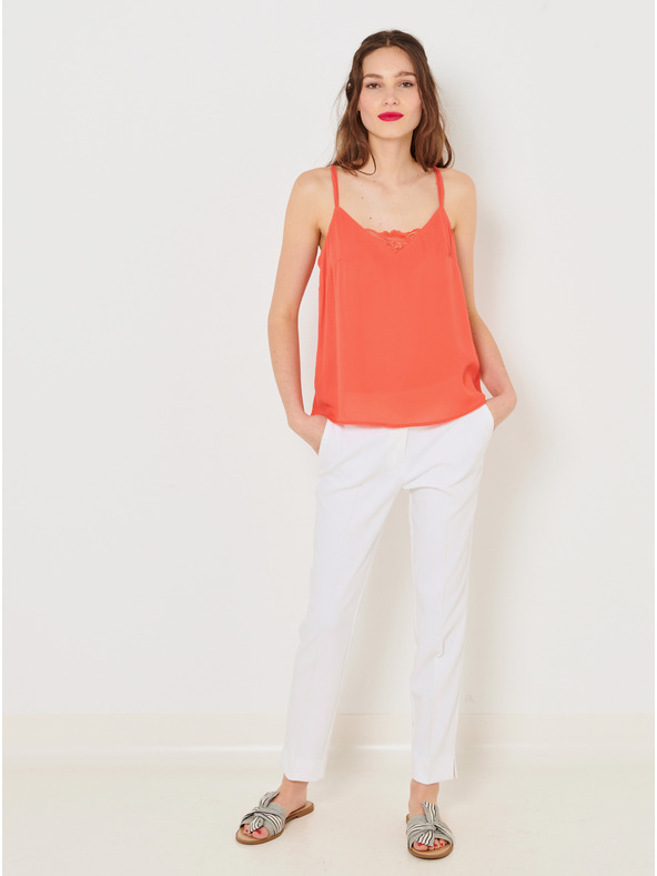 CAMAIEU Orangefarbenes Oberteil mit Spitze CAMAIEU