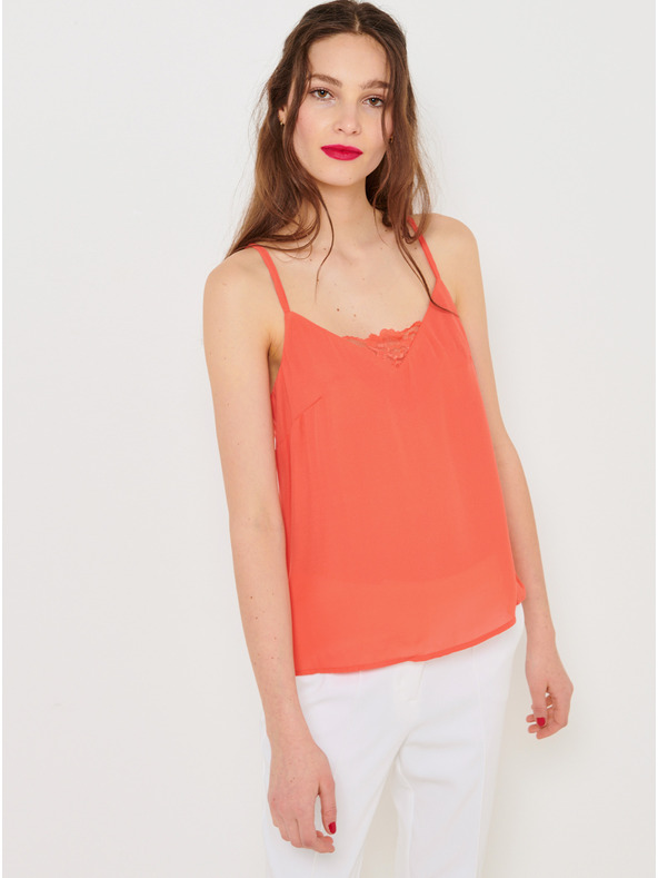 CAMAIEU Orangefarbenes Oberteil mit Spitze CAMAIEU