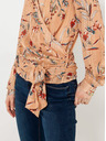 CAMAIEU Apricotfarbene geblümte Wickelbluse CAMAIEU