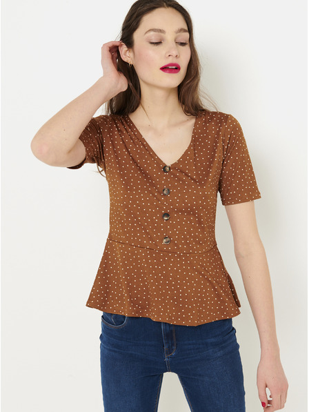 CAMAIEU Braun gepunktete Bluse CAMAIEU