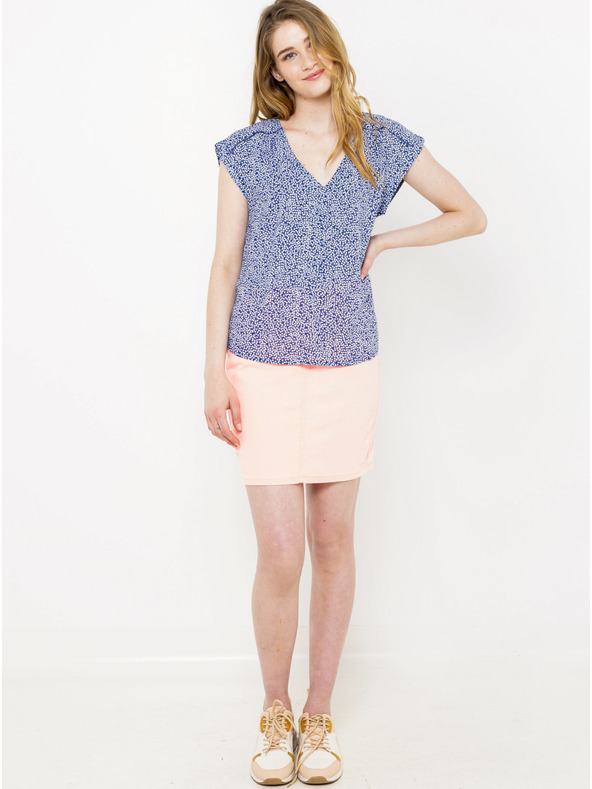 CAMAIEU Blau gemusterte Bluse CAMAIEU