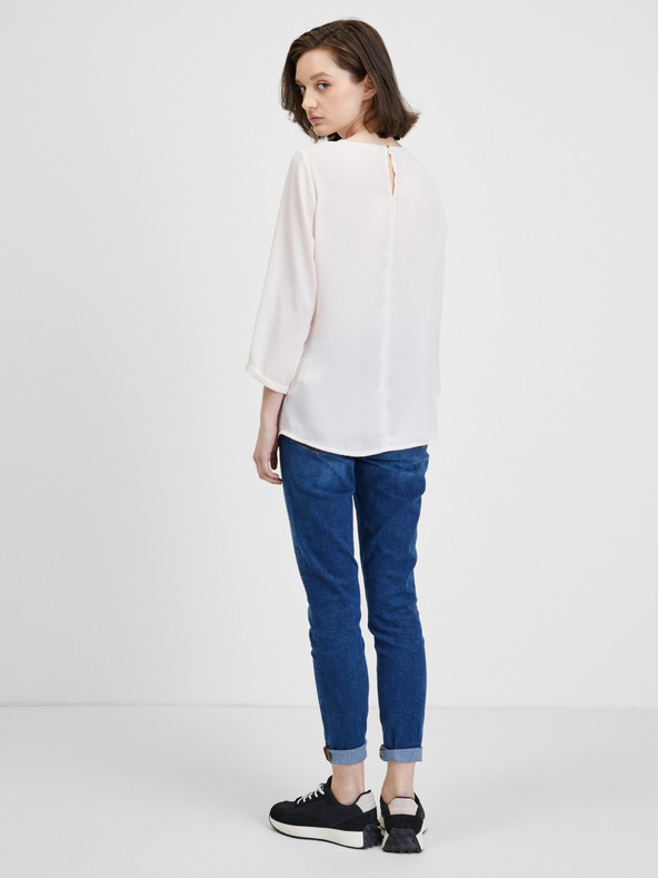 CAMAIEU Cremefarbene Bluse mit Dreiviertel-Ärmeln CAMAIEU