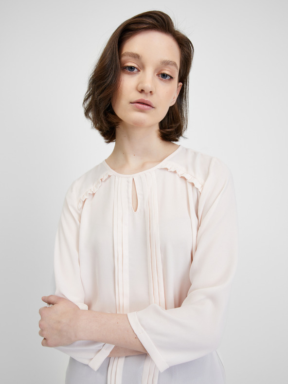 CAMAIEU Cremefarbene Bluse mit Dreiviertel-Ärmeln CAMAIEU