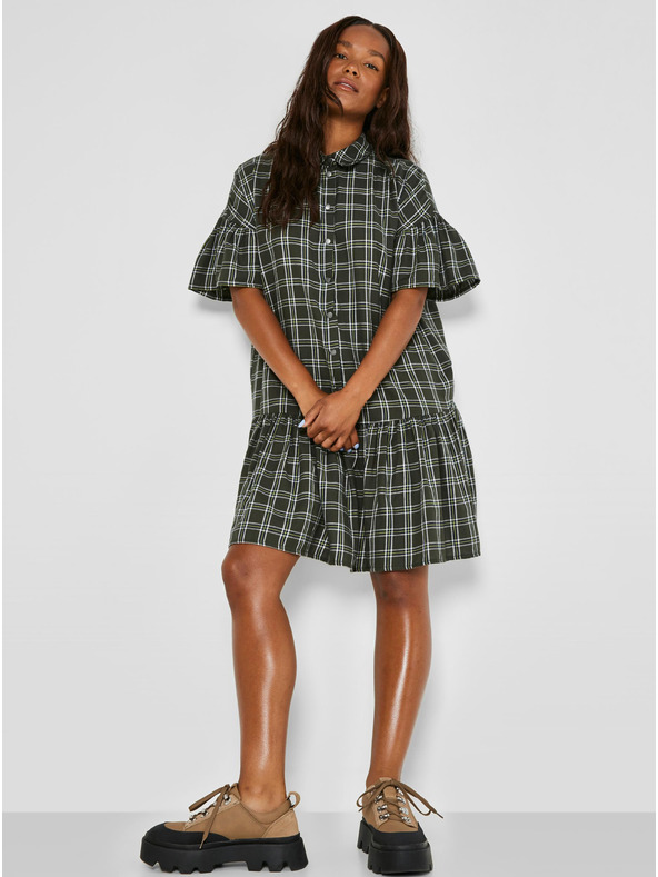 Noisy May Khaki kariertes Hemdkleid Noisy May Erik