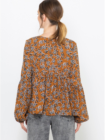 CAMAIEU Braun gemusterte Bluse CAMAIEU
