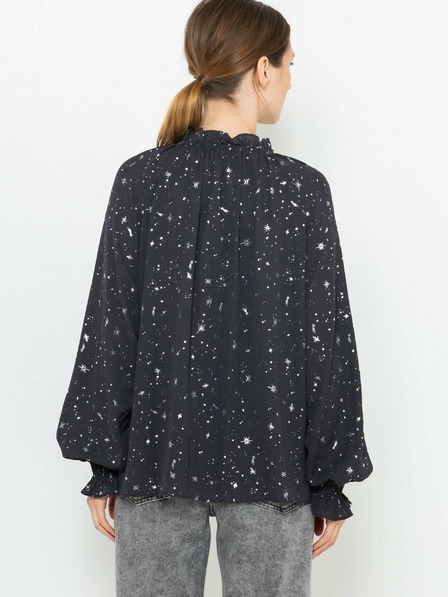 CAMAIEU Dunkelgrau gemusterte lockere Bluse CAMAIEU