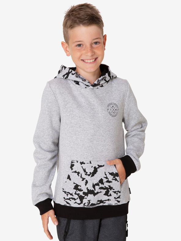 Sam 73 Hellgrauer gemusterter Kapuzenpullover für Jungen SAM 73 William