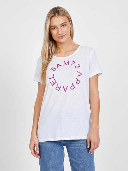 Sam 73 Weißes bedrucktes T-Shirt für Damen SAM 73 Arias