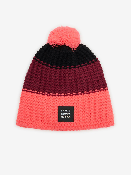 Sam 73 Burgunderrote und rosa Mädchen-Wintermütze mit Bommel Sam 73 Joy